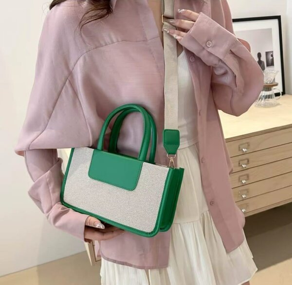 Sac à main vert et blanc femme