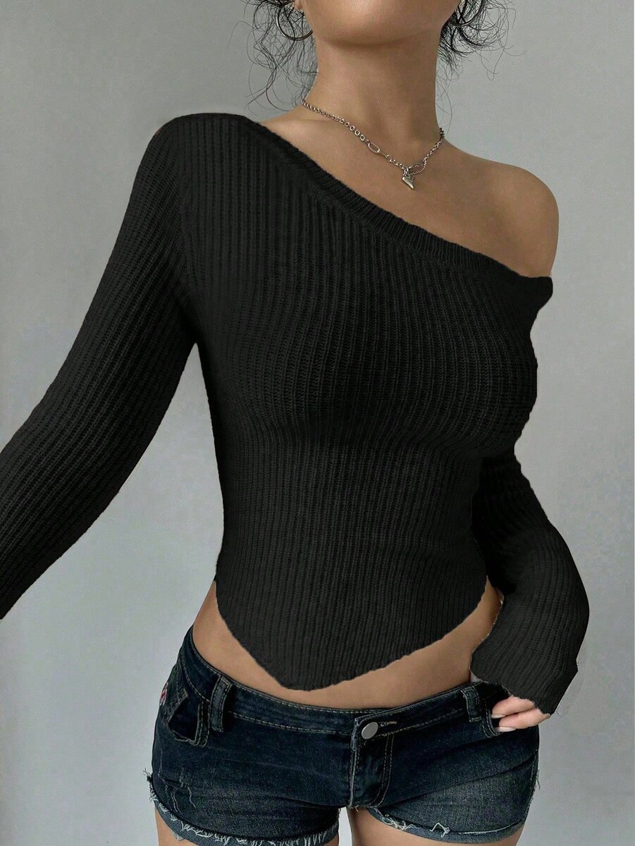 Sweat asymétrique col oblique