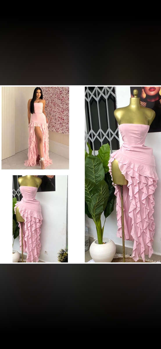 Robe Rose à Volants Élégante