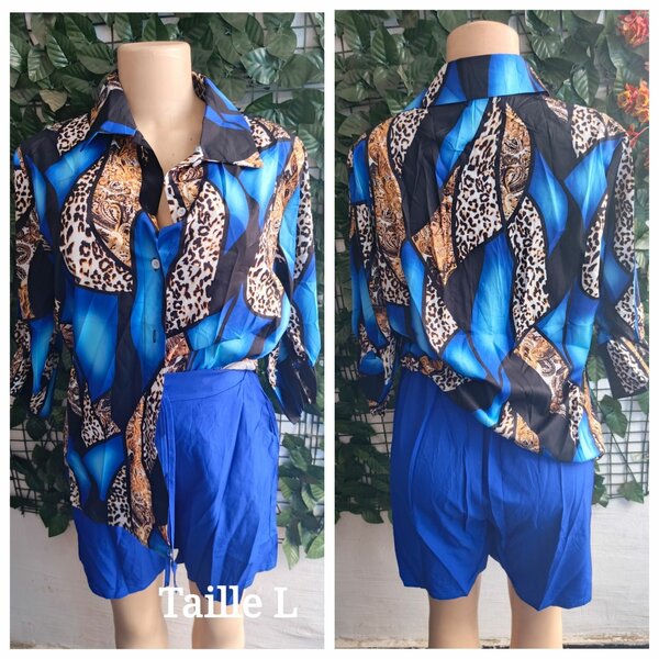 Chemisier léopard bleu femme