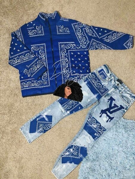 Ensemble survêtement et pantalon bandana bleu pour homme