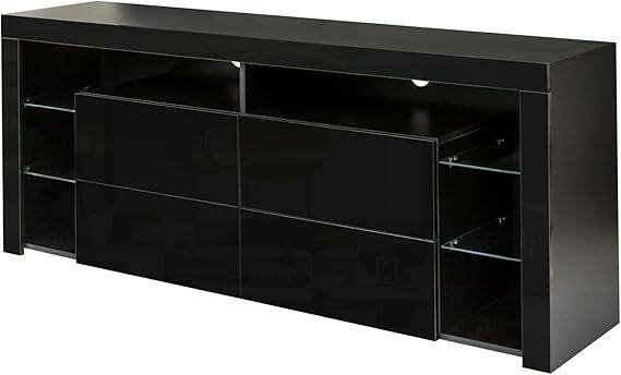 Meuble +TV +LED moderne noir