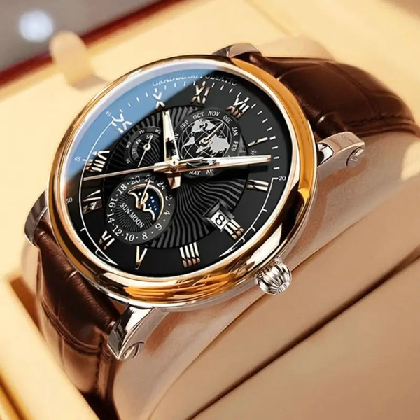 Montre homme cuir marron avec chronographe
