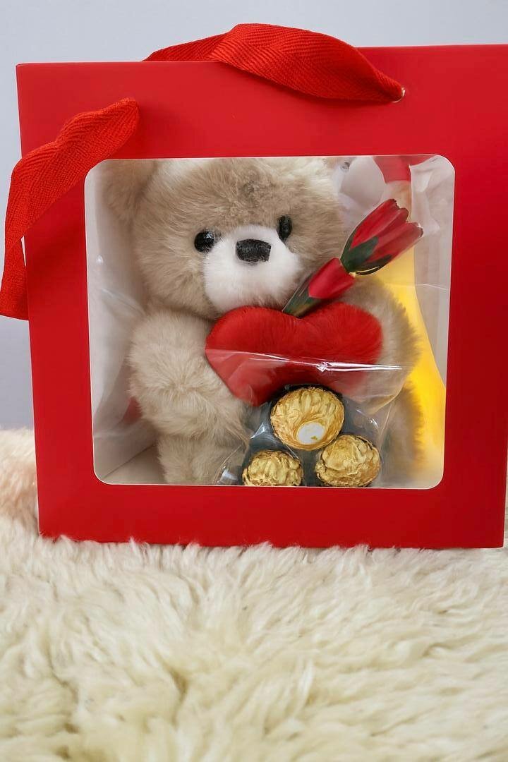 Cadeau Ours en Peluche avec Chocolats Ferrero