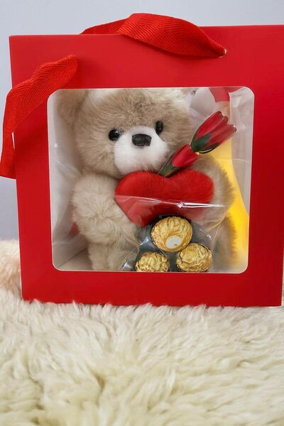 Cadeau Ours en Peluche avec Chocolats Ferrero