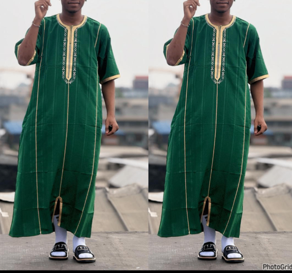 Kaftan homme vert et noir