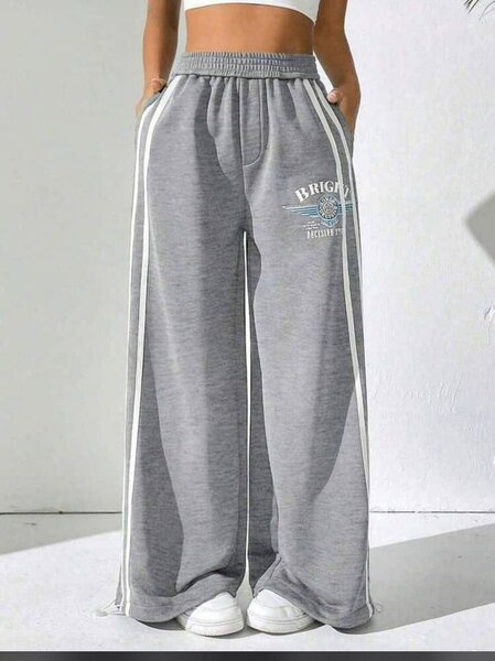 Pantalon large gris femme