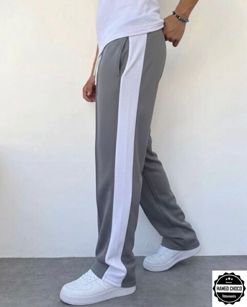 Pantalon de jogging gris-blanc