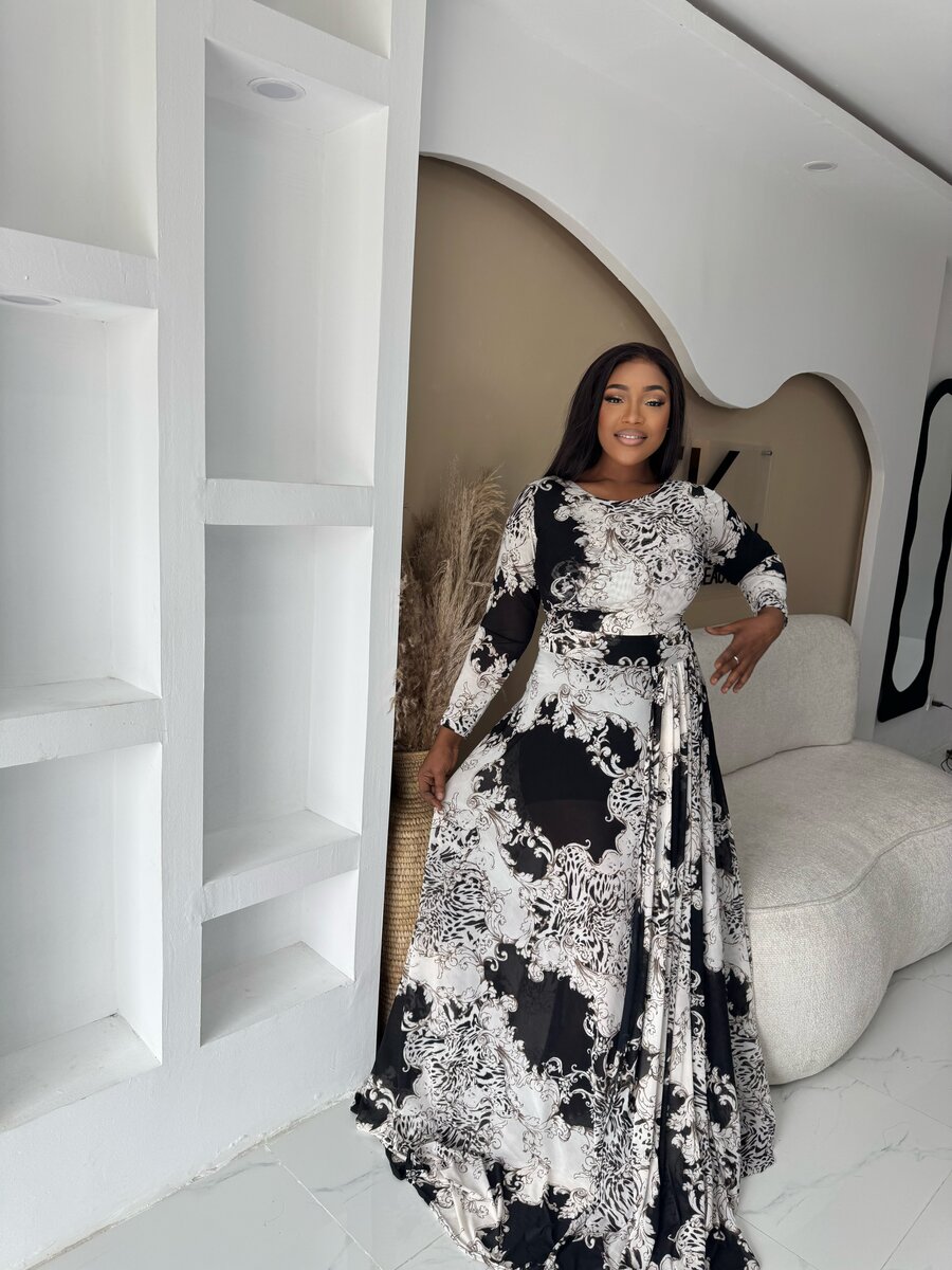 Robe Maxi Élégante à Motifs