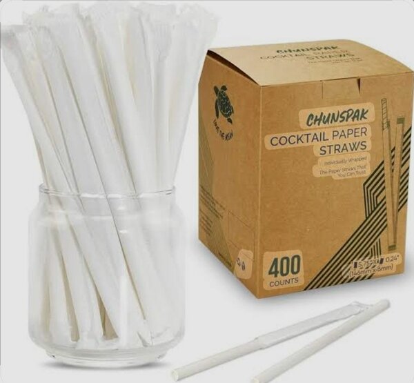 Pailles blanches biodegradable