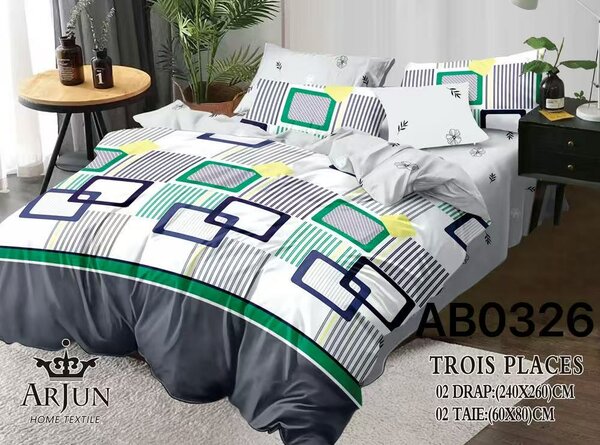 Parure de Lit Géométrique 3 Pl.