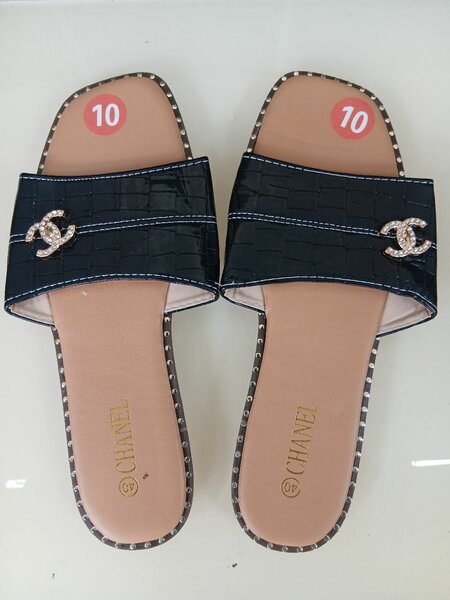 Black CHANEL Slides Sandals