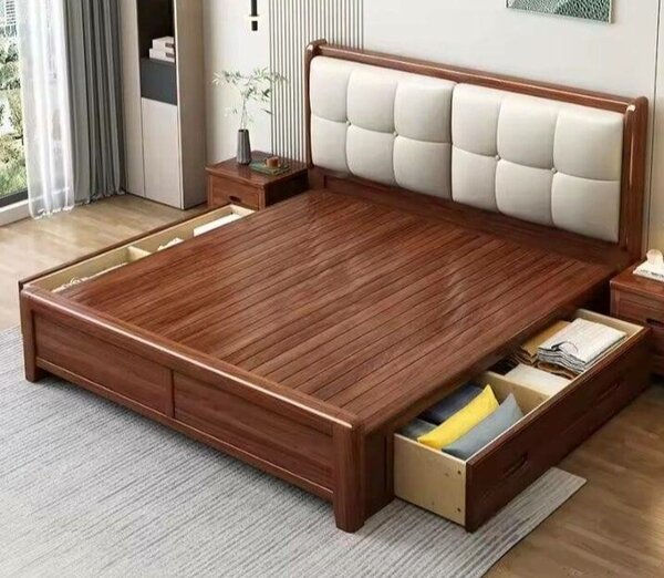 Lit moderne en bois avec rangement