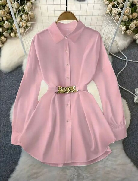 Robe chemisier rose pour femme