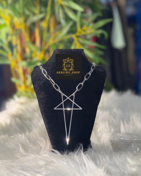 Collier Pendentif Hexagramme Métallique