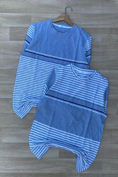 T-shirt bleu rayé pour femme