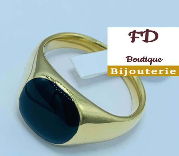 Bague homme avec onyx noir