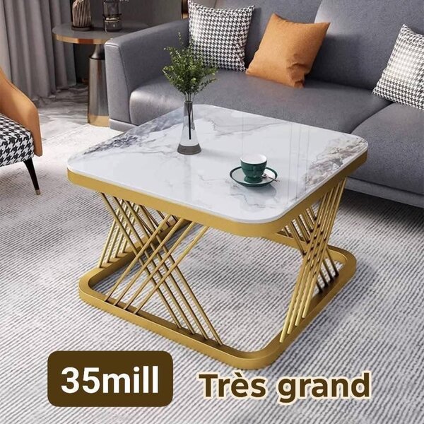 Table basse marbre et métal doré Très grand