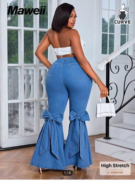 Jeans évasés avec nœuds