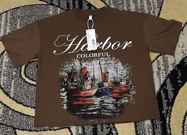 T-shirt homme marron imprimé