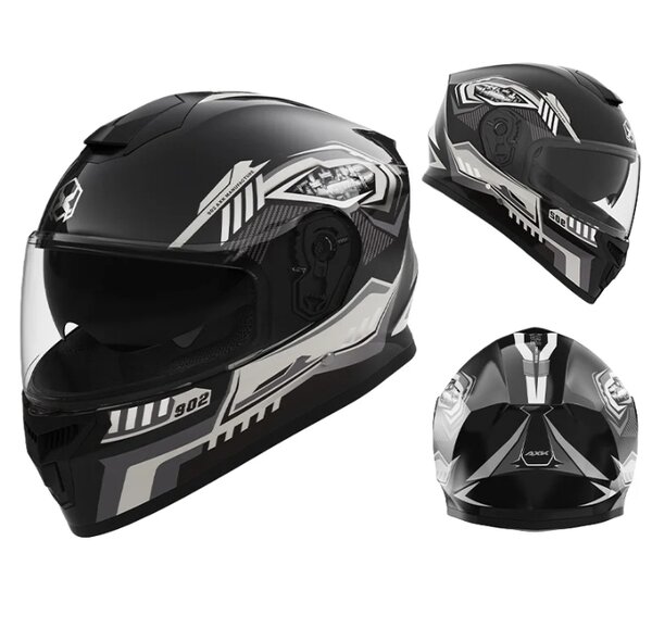 Casque de moto intégral noir et blanc