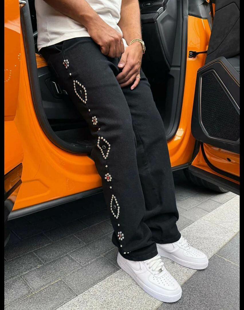 Jean Homme Strass Brodé