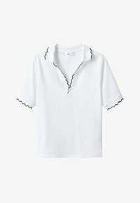 T-shirt blanc à bords festonnés