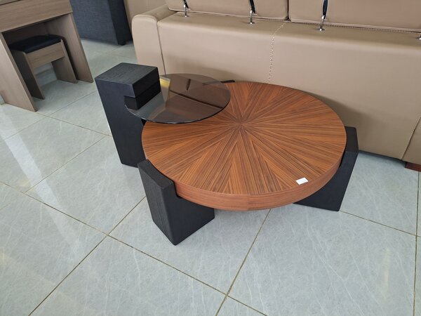 Modern Coffee Table Set of 2 Wooden Marble