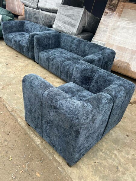 Canapé modulable en velours bleu