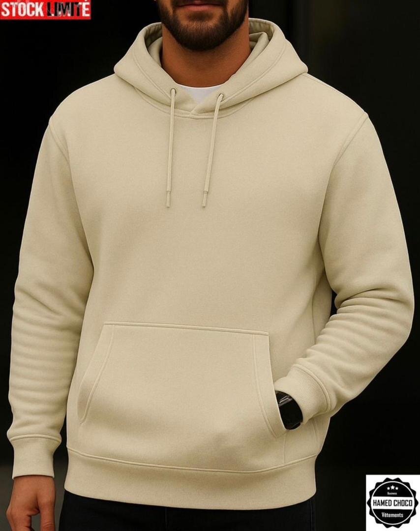 Sweat à capuche homme couleur unie