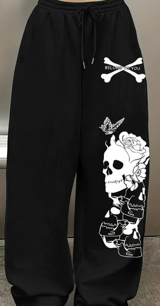 Pantalon de survêtement noir crâne