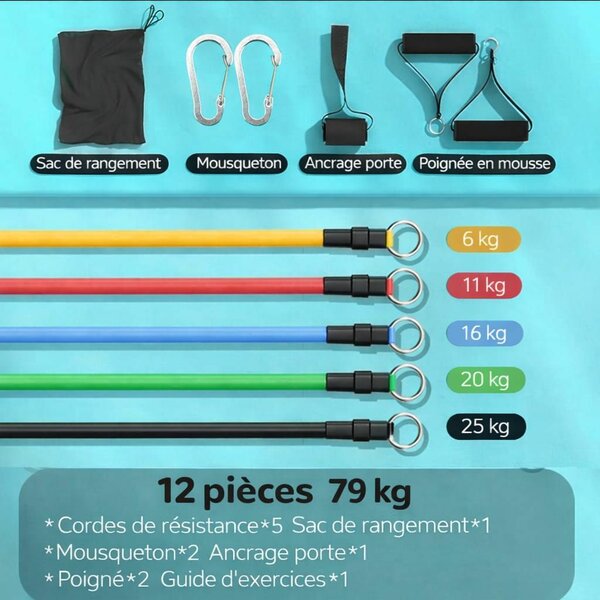 Cordes de résistance élastiques pour le fitness à domicile