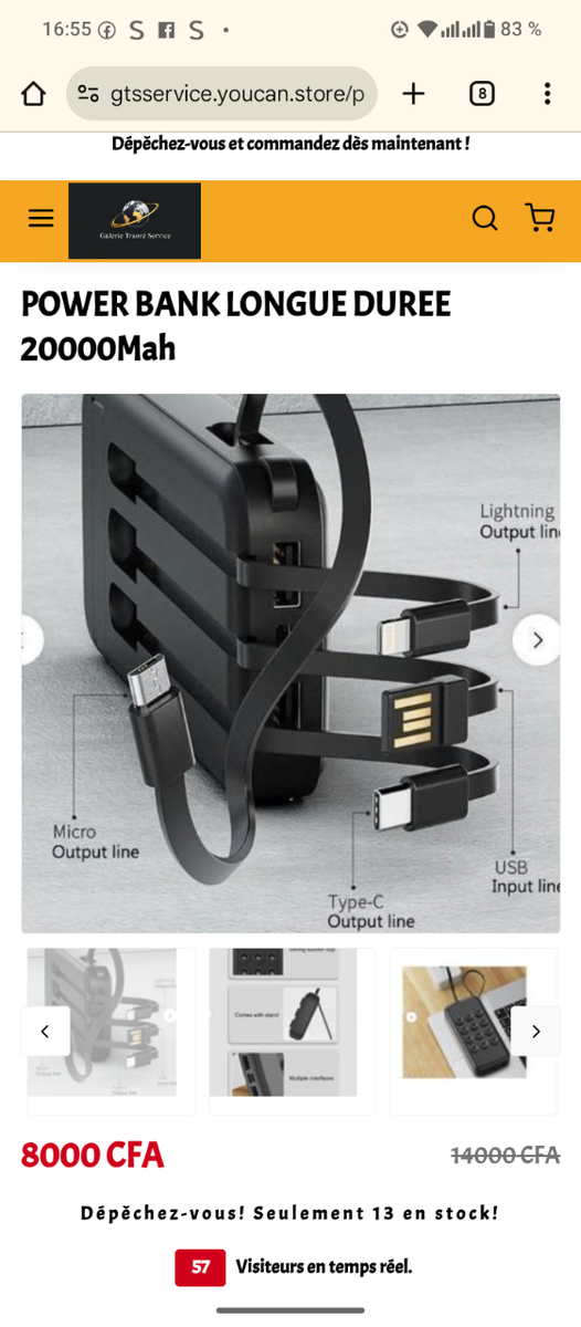 Power Bank 20000mAh Portable