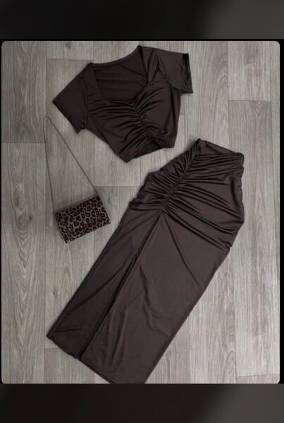 Ensemble robe et top marron
