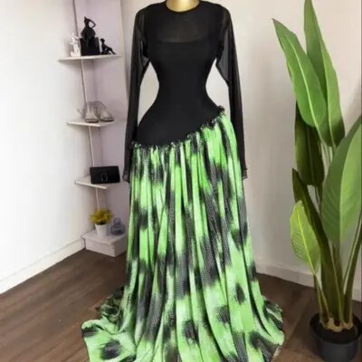 Robe longue verte élégante pour femmes