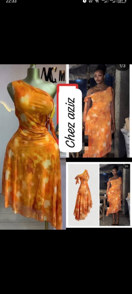 Robe asymétrique orange