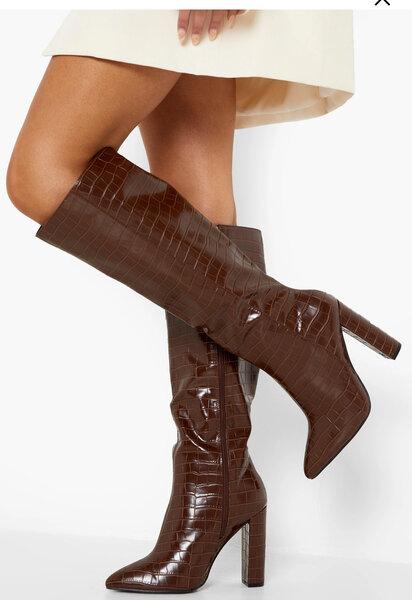 Bottes hautes croco marron