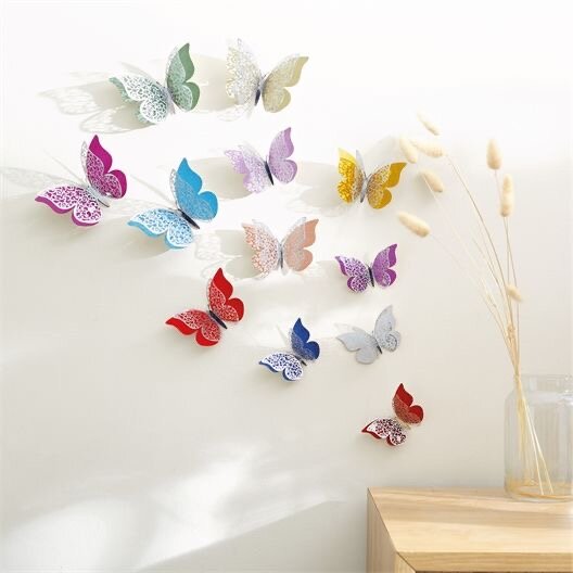Papillons Muraux 3D Colorés