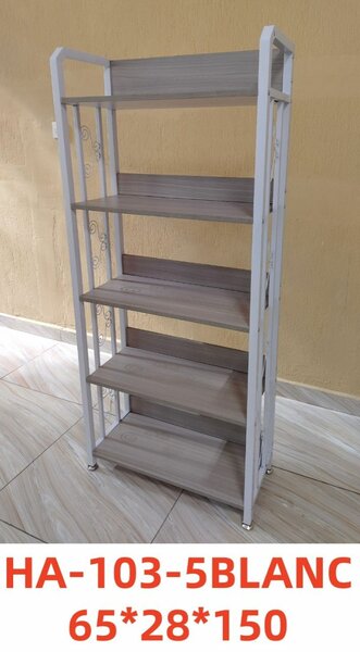 5-Tier Metal and Wood Shelf