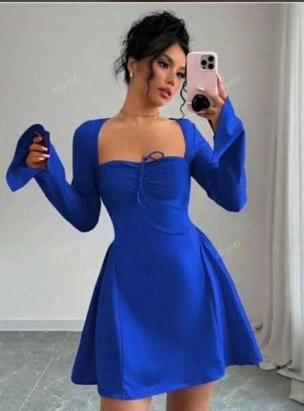 Robe Évasée Bleu Élégante