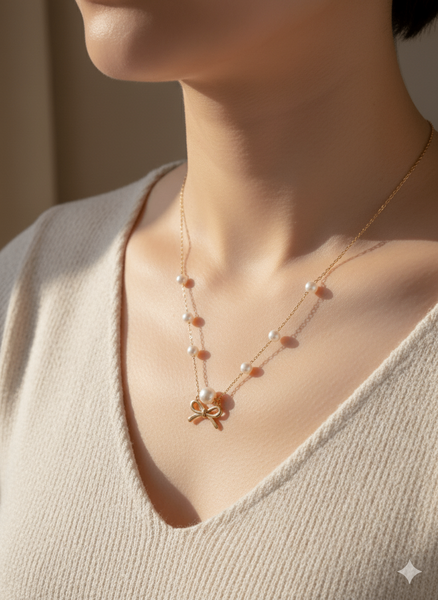 Collier fin en or avec pendentif en perle