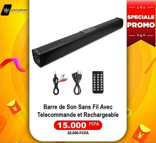 Barre de Son Bluetooth Rechargeable - Noir