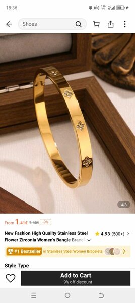 Bracelet en acier inoxydable doré