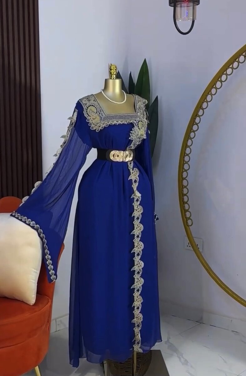 Elegant Blue Embroidered Kaftan