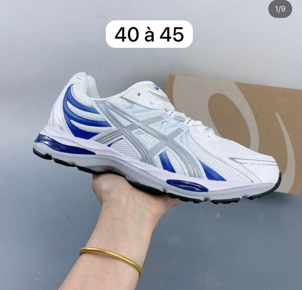 Chaussures de sport Asics homme blanc et bleu