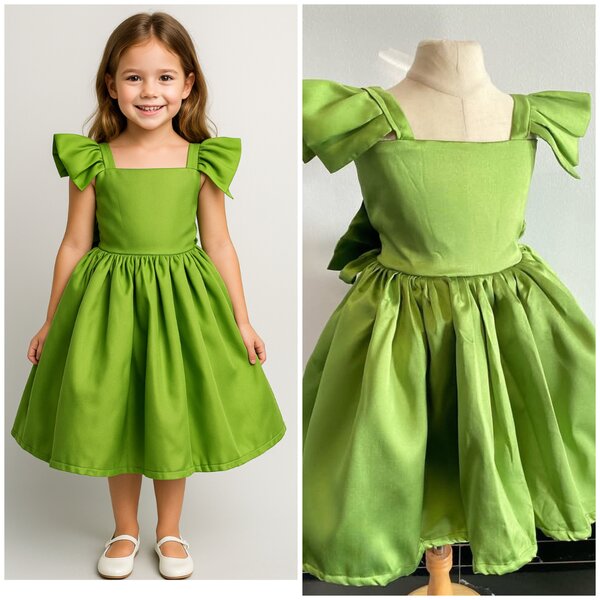 Elegant Green Girls' Dress