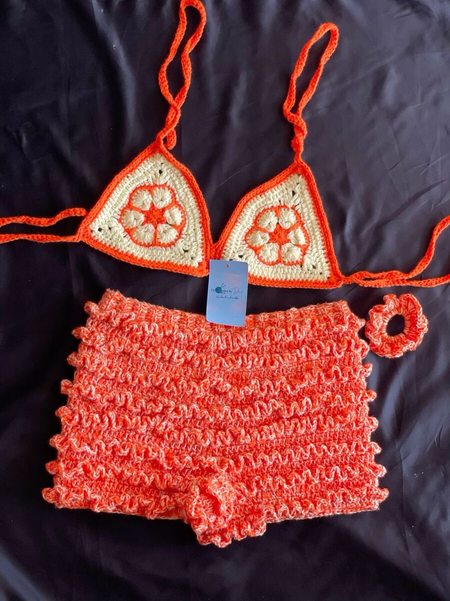 Ensemble de bikini crochet orange