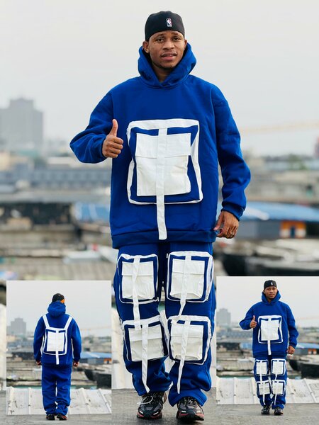 Ensemble survêtement cargo bleu homme