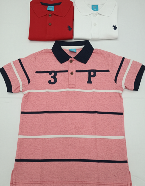 Polo enfant rayé rose(taille28