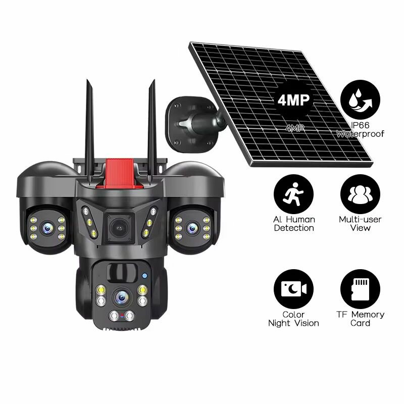 Caméra de sécurité solaire extérieure 4MP